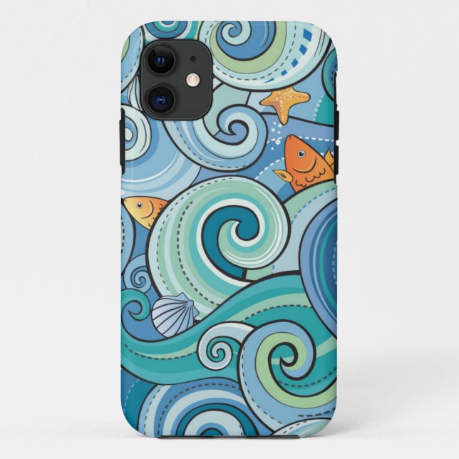 Fische unter dem Wellen-Muster Case-Mate iPhone Hülle (Rückseite)