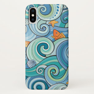 Fische unter dem Wellen-Muster iPhone X Hülle