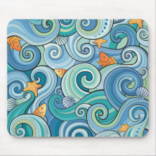 Fische unter dem Wellen-Muster Mousepad