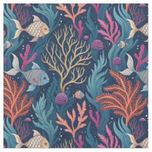 Fische & Unterwasserkorallen - Aquatisches Ozeanmu Stoff