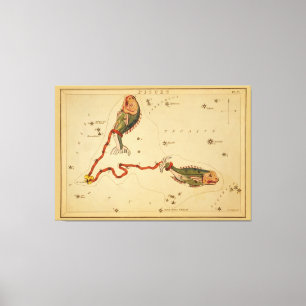 Fische - Vintages Zeichen des Zodiakabbildes Leinwanddruck