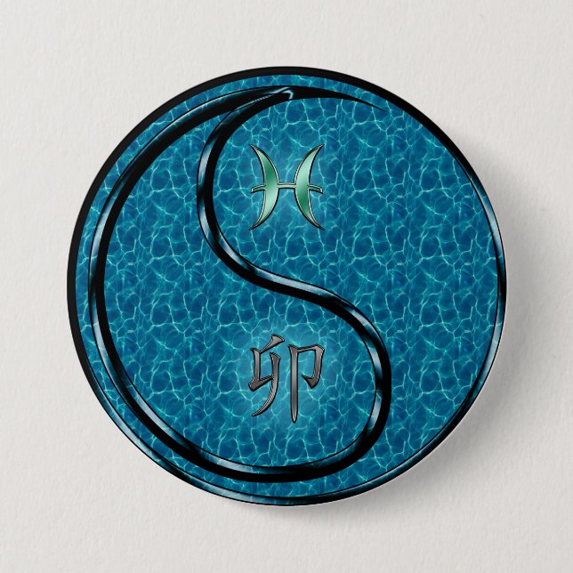 Fische & Wasser Kaninchen Button (Vorderseite)