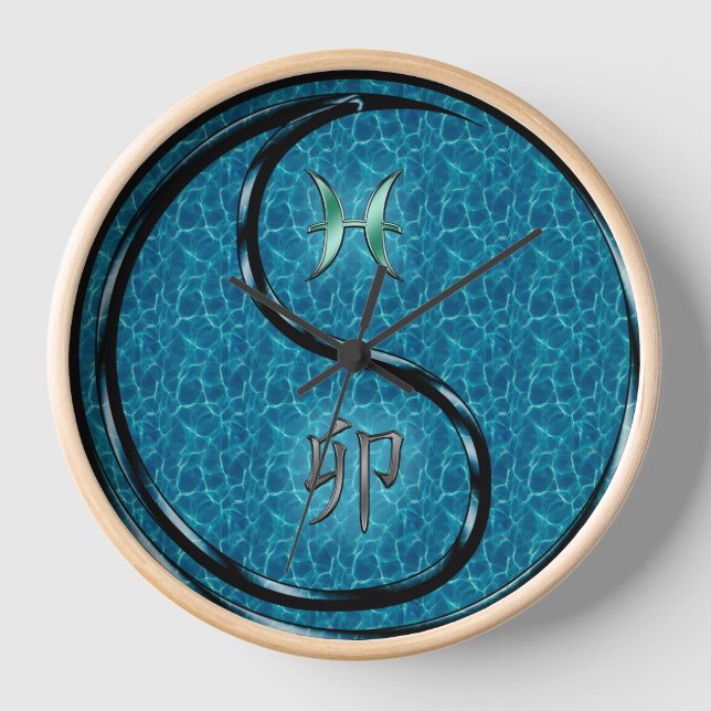 Fische & Wasser Kaninchen Uhr (Vorderseite)