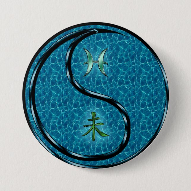 Fische & Wasser Ziege Button (Vorderseite)