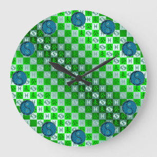 Fische & Wasser Ziege Große Wanduhr