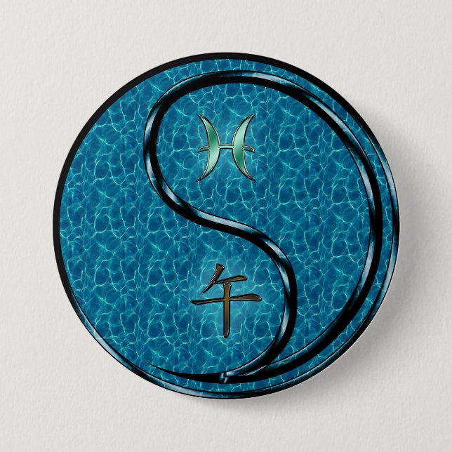 Fische & Wasserpferd Button (Vorderseite)