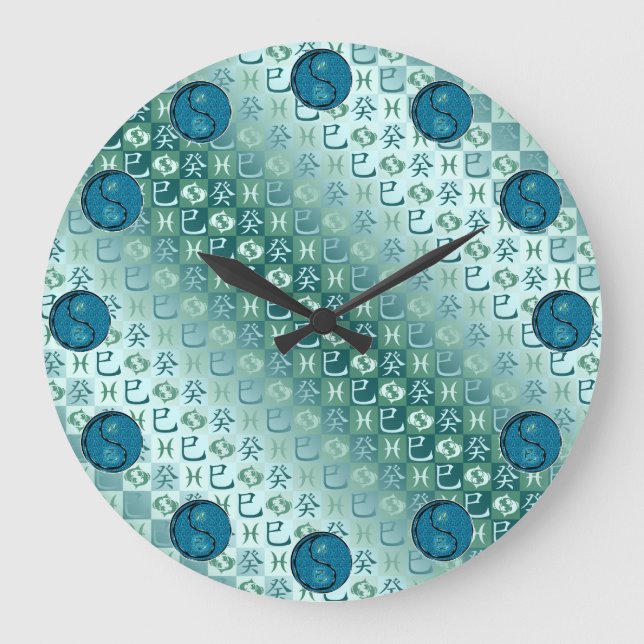 Fische & Wasserschlange Große Wanduhr (Vorderseite)