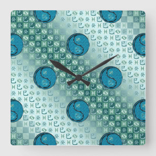 Fische & Wasserschlange Quadratische Wanduhr