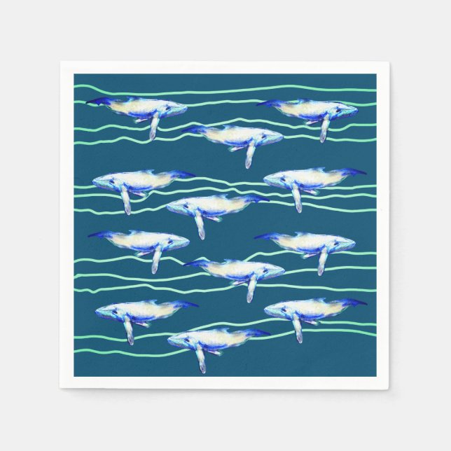 Fische Whaltiere Art Design Napkins Serviette (Vorderseite)