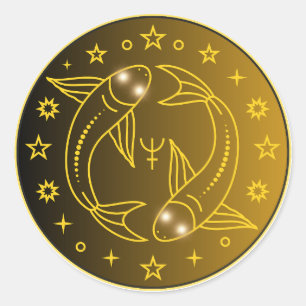 Fische-Zodiac-Emblem Minimales Himmelssymbol Runder Aufkleber