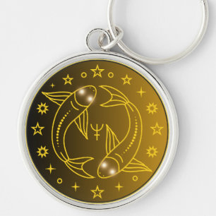Fische-Zodiac-Emblem   Minimales Himmelssymbol Schlüsselanhänger