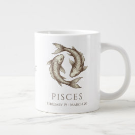 Fische-Zodiac-Personalisierter Name & Geburtsdatum Jumbo-Tasse
