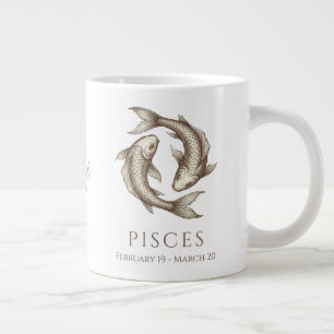 Fische-Zodiac-Personalisierter Name & Geburtsdatum Jumbo-Tasse