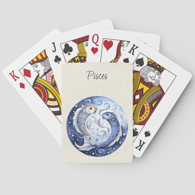 Fische Zodiac Wasserfarbe Spielkarten (Rückseite)