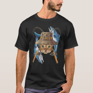Fischen Abessinier Outdoor Angler Katze Niedlich F T-Shirt