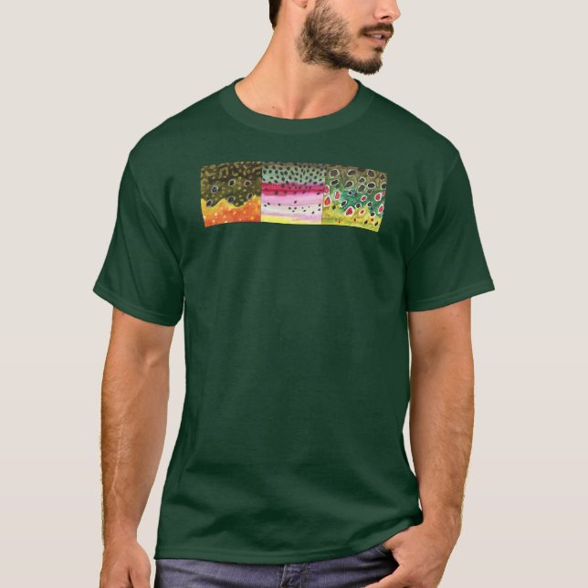 Fischen Angeln Brook Regenbogen Braune Forelle T-Shirt (Vorderseite)