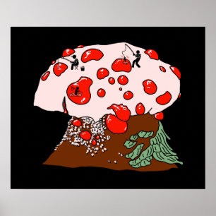 Fischen auf dem blutenden Zahnpilz Poster