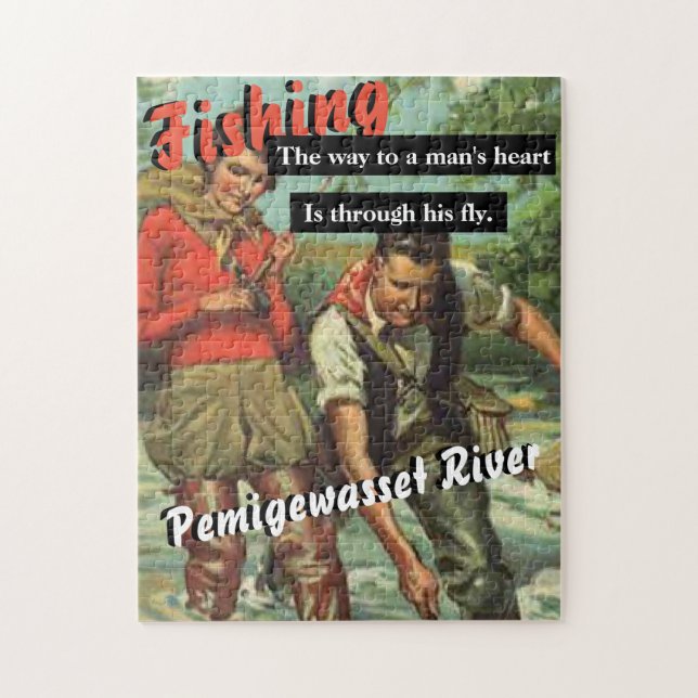 Fischen auf dem Vintagen Pemigewasset River Puzzle (Vertikal)
