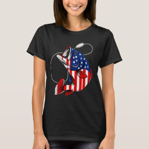 Fischen Bass Fisch US Amerikanische Flagge Patriot T-Shirt
