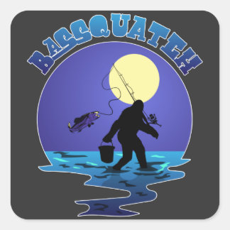 Fischen Bigfoot Pun Bassquatch Sasquatch Lover T-S Quadratischer Aufkleber