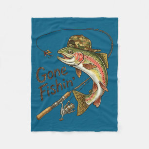 Fischen Camouflage Forelle Fisch Vintage Angeln Fleecedecke
