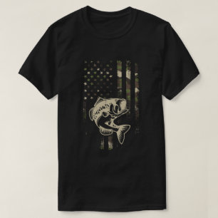 Fischen Camouflage USA Flaggenbass Fisherman Gesch T-Shirt