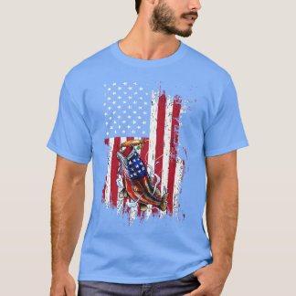 Fischen der amerikanischen Flagge Vintage US-Fishe T-Shirt