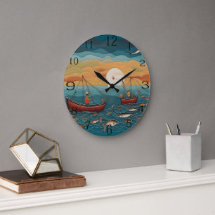 Fischen der Fänge des Tages der Volkskunst, Große Wanduhr