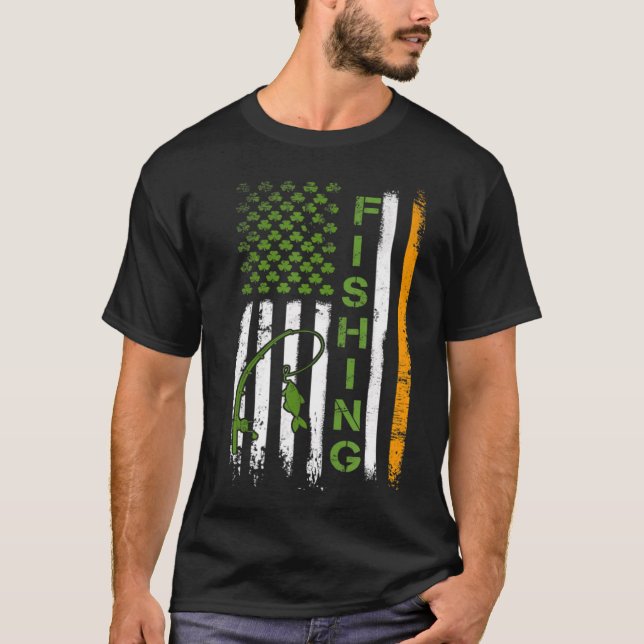 Fischen der irischen US-Flagge St. Patricks Day T-Shirt (Vorderseite)