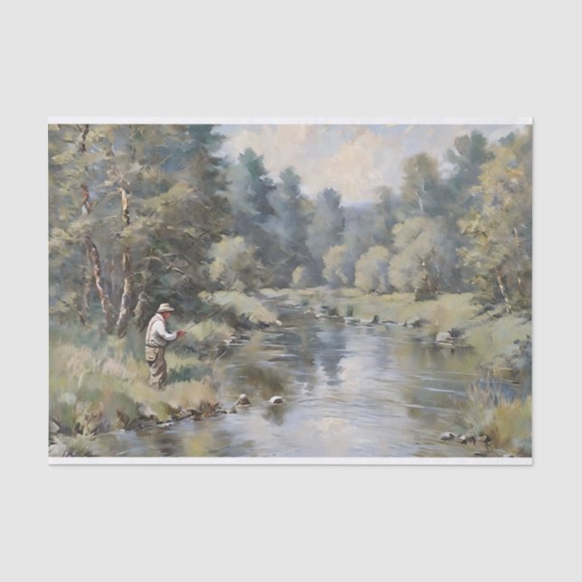 Fischen des Flusses Decoupage Seidenpapier (Vorderseite)