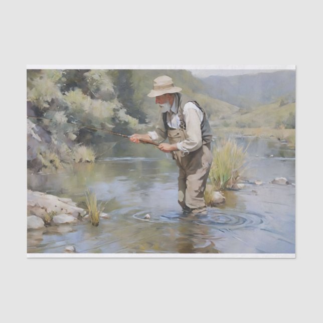 Fischen des Flusses Decoupage Seidenpapier (Vorderseite)