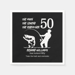 Fischen des legendären Rodvaters 50. Geburtstag Serviette