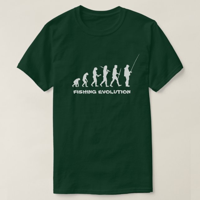 Fischen-Evolutions-lustiger Fischer T-Shirt (Design vorne)