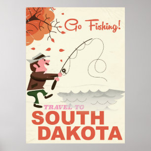 Fischen-Ferienplakat South Dakota Vintages Poster