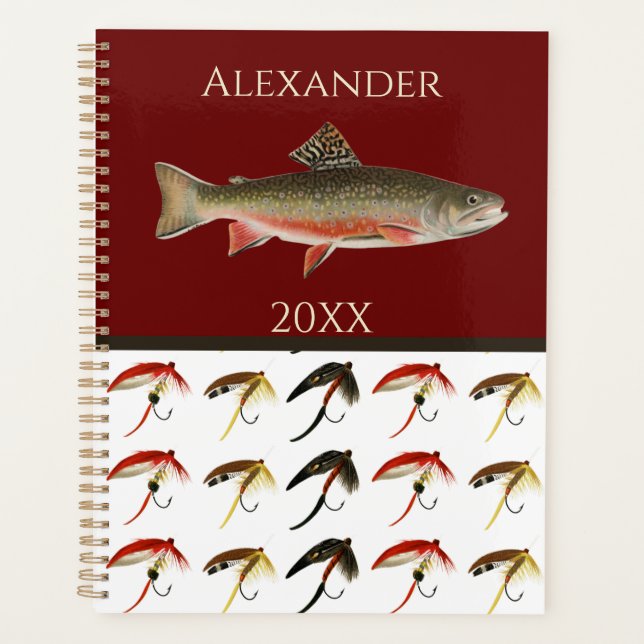 Fischen Fischen Rustikales Lachs-Notebook Planer (Vorderseite)