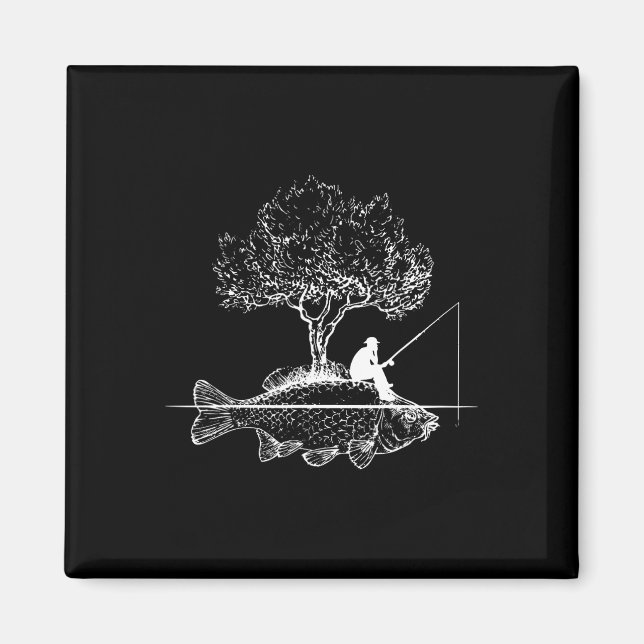Fischen Fish Island Surreal Karpfen Angler  Magnet (Vorne)