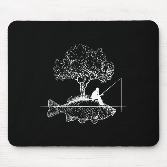Fischen Fish Island Surrealer Karpfen Angler  Mousepad (Vorne)