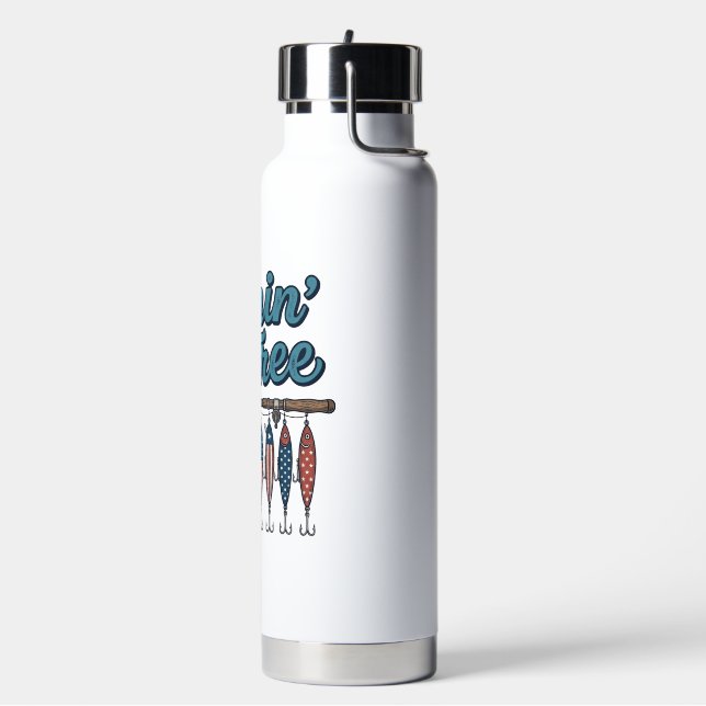 Fischen & Frei Patriotischer Angelköder Vintage Trinkflasche (Links)