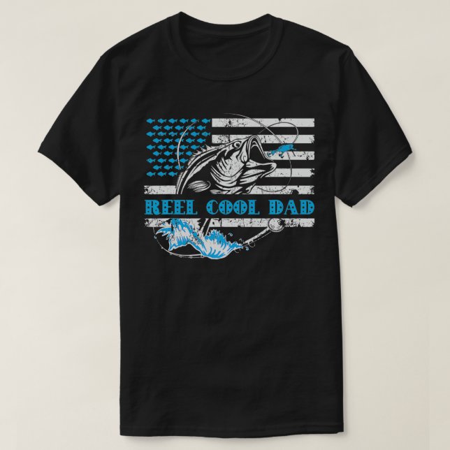 Fischen für Vatertag, Cooler Vater Ameri T-Shirt (Design vorne)