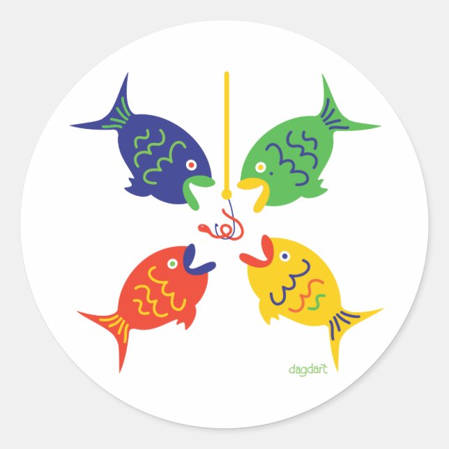 Fischen gehen! runder aufkleber (Vorderseite)