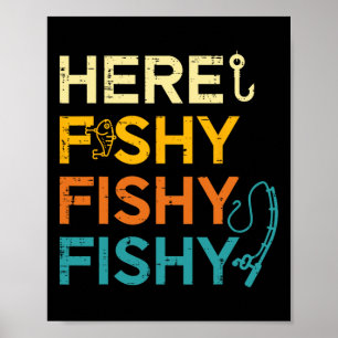 Fischen hier Fisch Retro Fischliebhaber Fischer Mä Poster