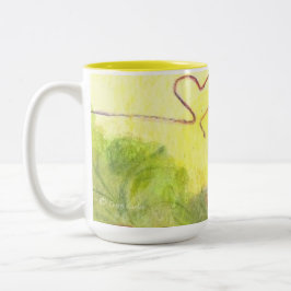 Fischen-Hund und (Nahaufnahme) Katze/Tasse Zweifarbige Tasse