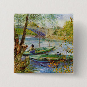Fischen im Frühling, Vincent van Gogh (F354) Button