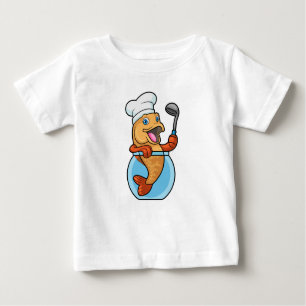 Fischen in Glas als Koch mit Soup-Löffel Baby T-shirt