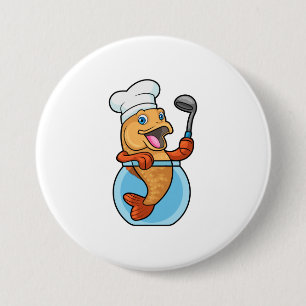 Fischen in Glas als Koch mit Soup-Löffel Button