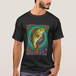 Fischen Indigene Stammes-Punkt-Kunst Australischer T-Shirt