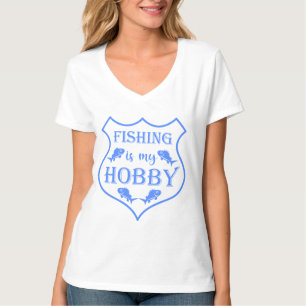 Fischen ist mein Hobby-Schild Zitat auf Wappen T - T-Shirt