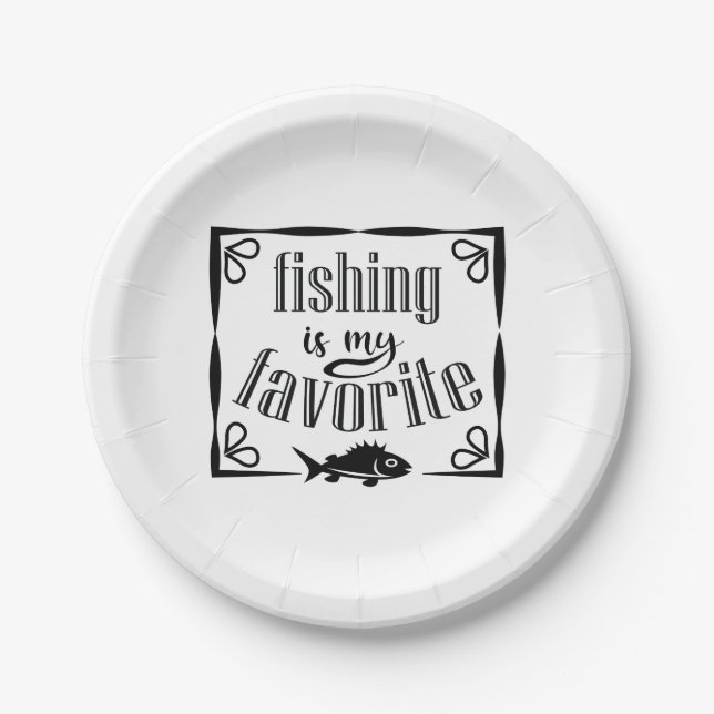 Fischen ist mein Lieblingsziffer Pappteller (Vorderseite)