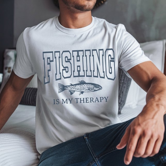 Fischen ist mein Therapieprogramm für Vater, Fishe T-Shirt (fisherman gift, fishing shirt for dad, fishing sweatshirt for men, father’s day fishing gift,)