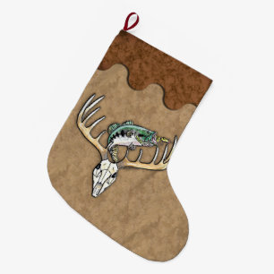 Fischen-Jagd-Rotwild-Geweihe, die Fische springen Großer Weihnachtsstrumpf